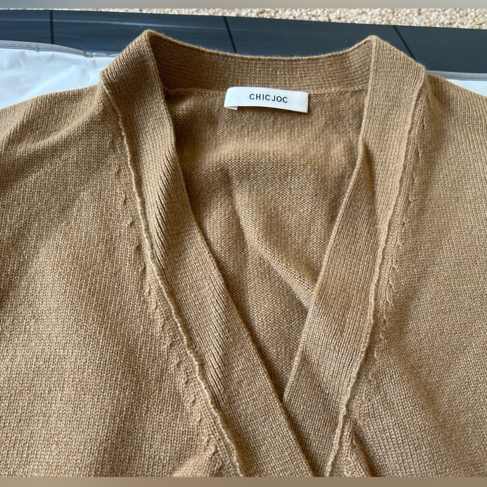 CHICJOC 100% Cashmere Cardigan Camel Size 36 - Picture 12 of 12